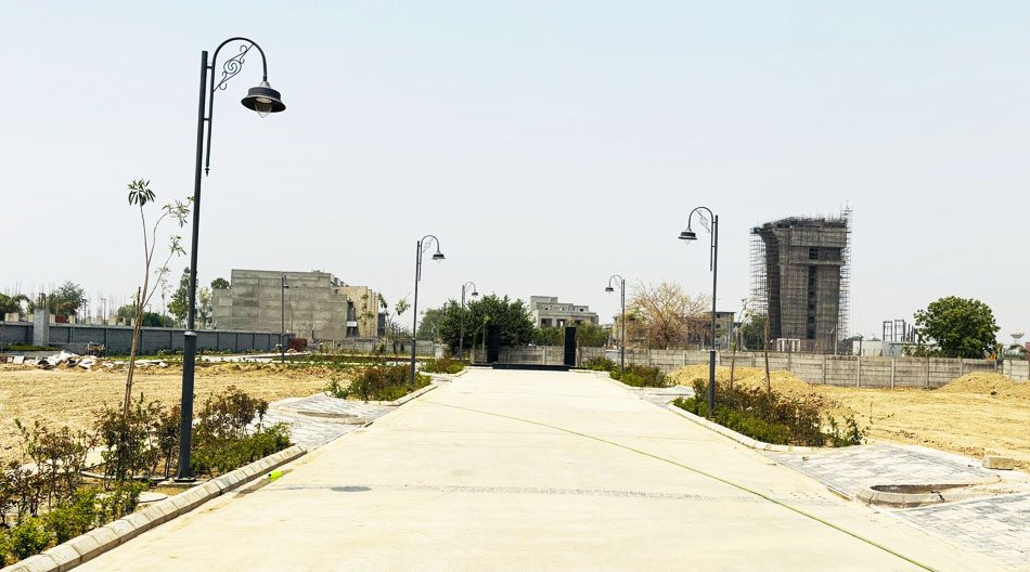 Internal road with street lights